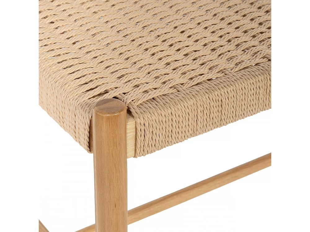 Victor - Banc en corde tressée et bois L90cm - Bois clair