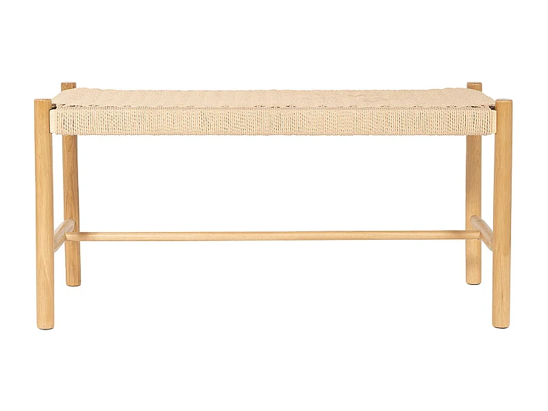 Victor - Banc en corde tressée et bois L90cm - Bois clair