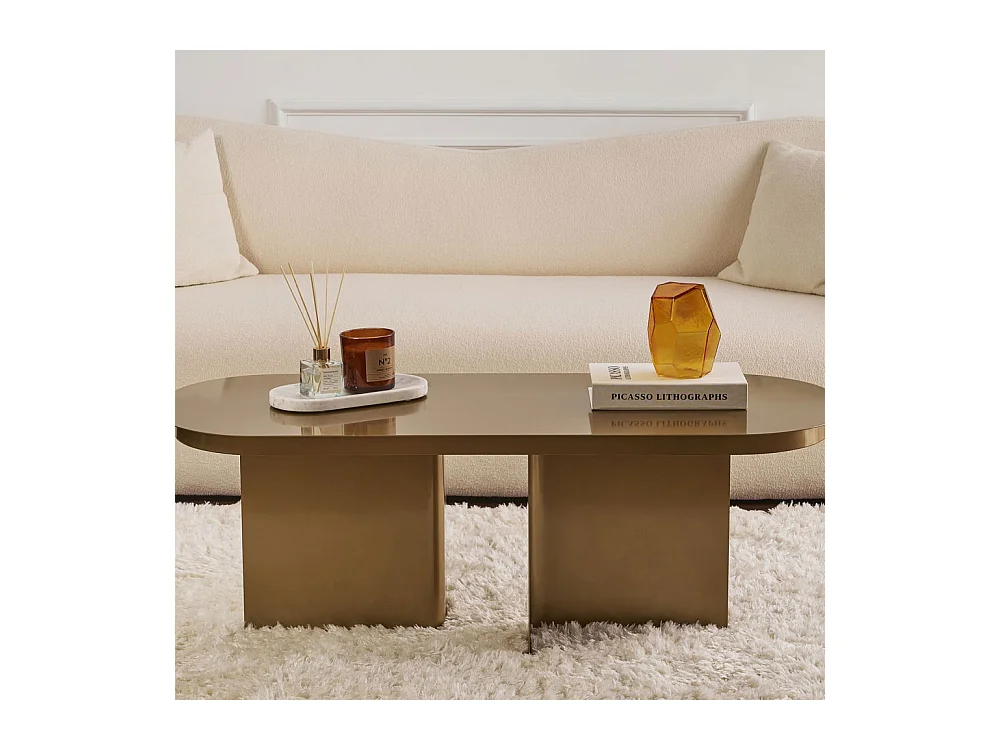 Toko - Table basse ovale en métal 120x44cm - Laiton