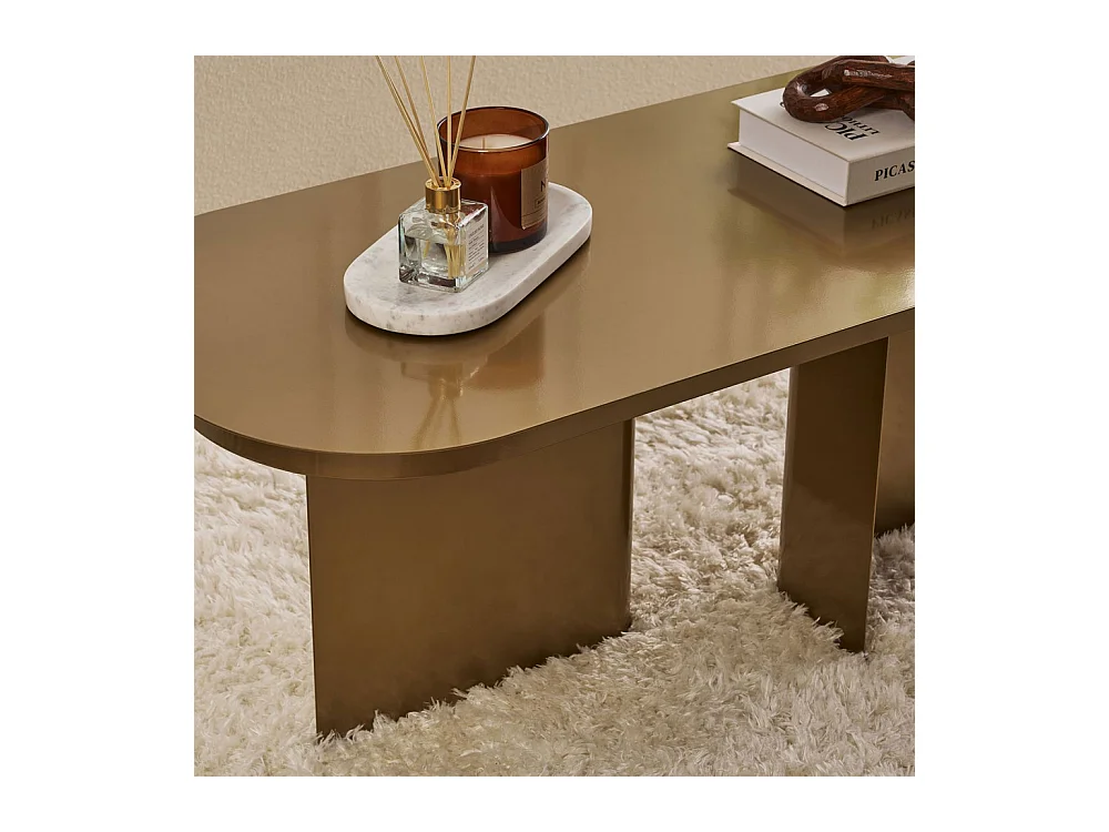Toko - Table basse ovale en métal 120x44cm - Laiton