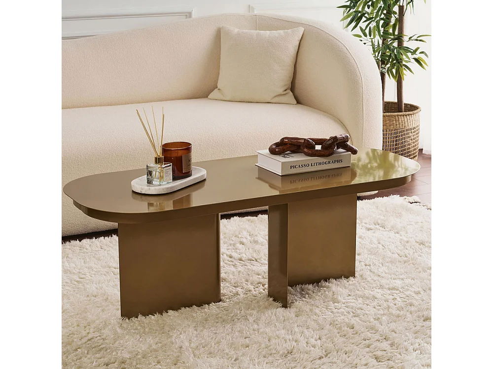 Toko - Table basse ovale en métal 120x44cm - Laiton