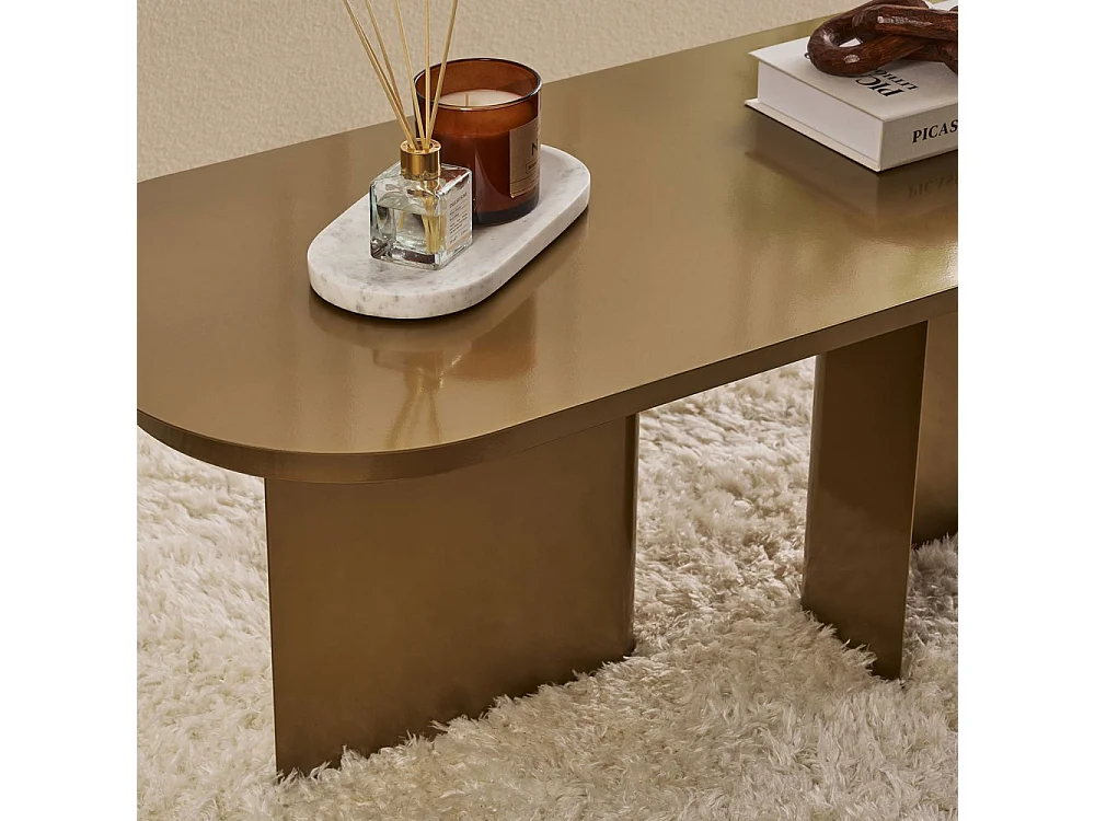Toko - Table basse ovale en métal 120x44cm - Laiton