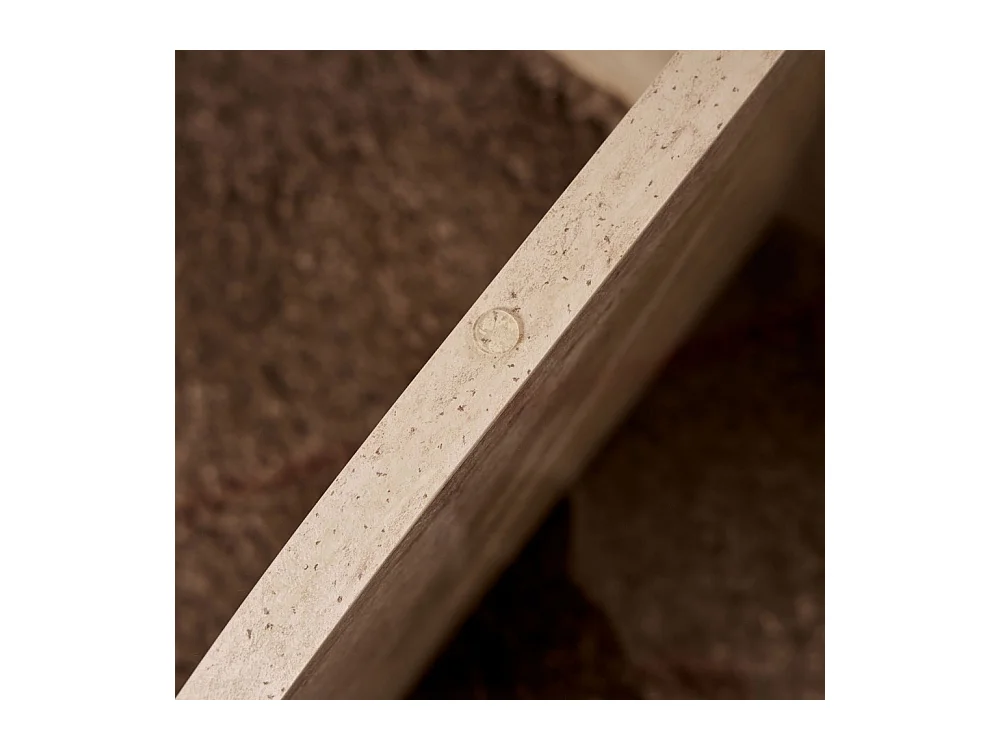 Bully - Table basse ronde en verre trempé et effet travertin ø75cm - Beige