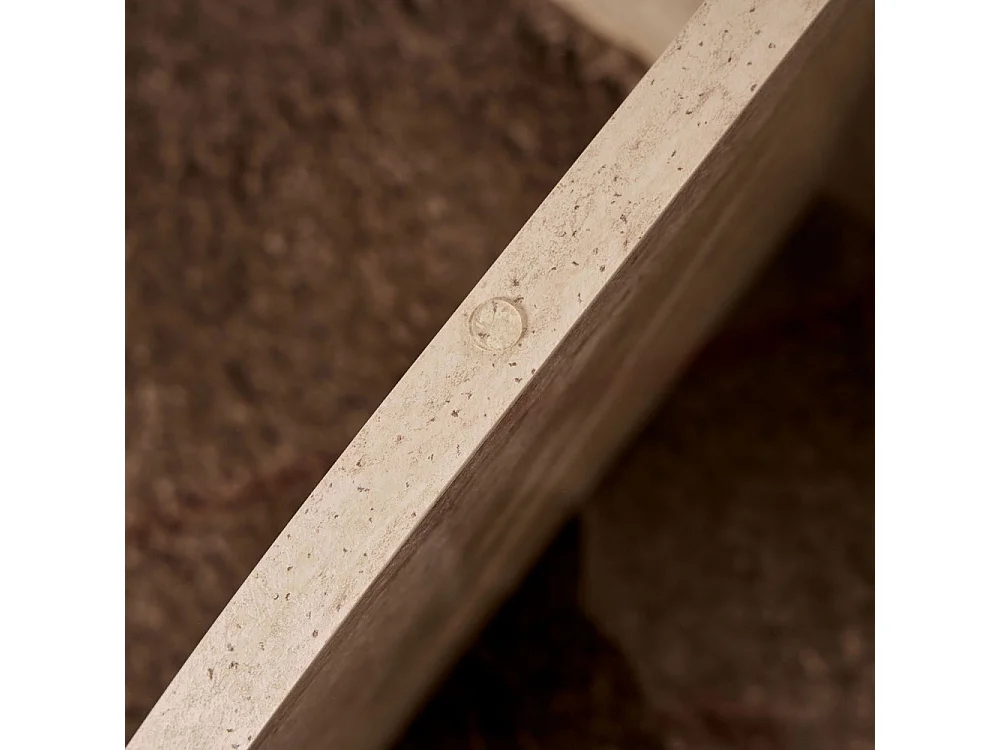 Bully - Table basse ronde en verre trempé et effet travertin ø75cm - Beige