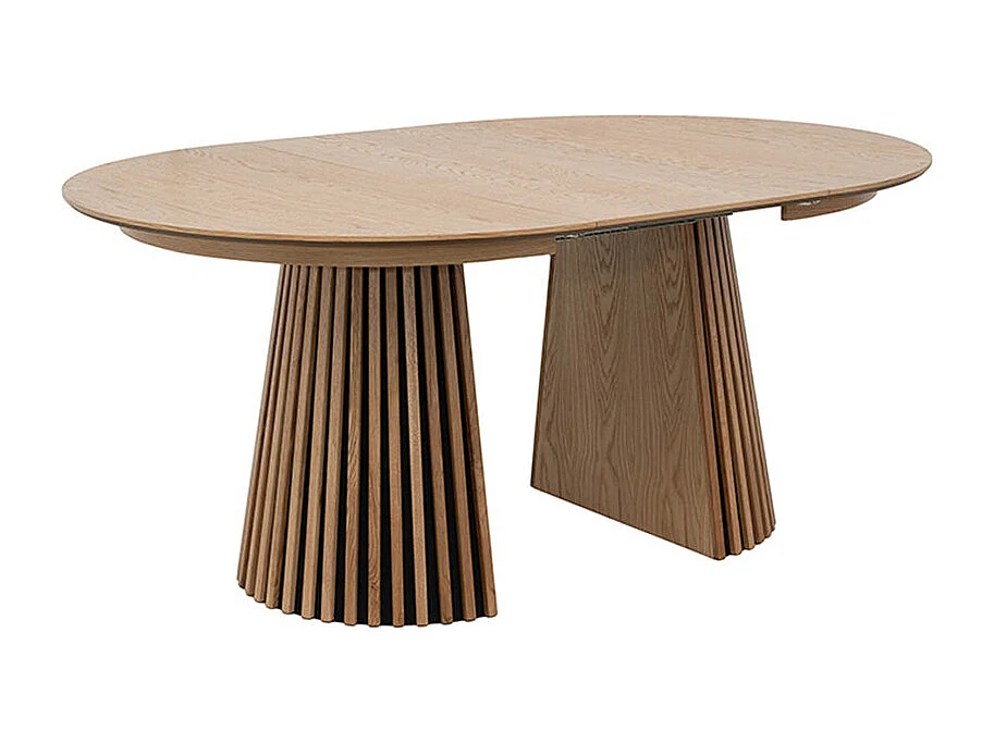 Lea - Table à manger extensible 4 à 8 personnes en bois ø120-200x120cm - Bois clair
