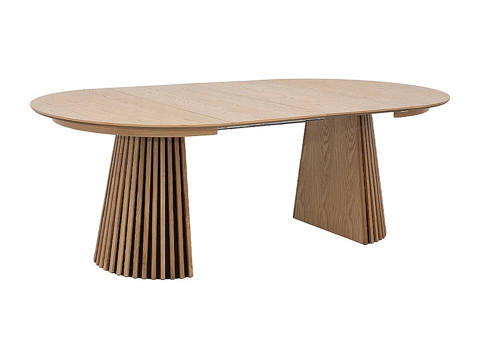 Lea - Table à manger extensible 4 à 8 personnes en bois ø120-200x120cm - Bois clair