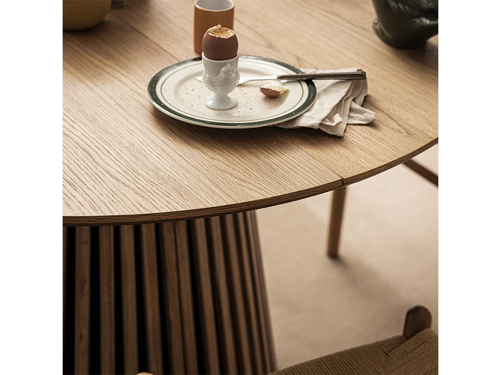 Lea - Table à manger extensible 4 à 8 personnes en bois ø120-200x120cm - Bois clair