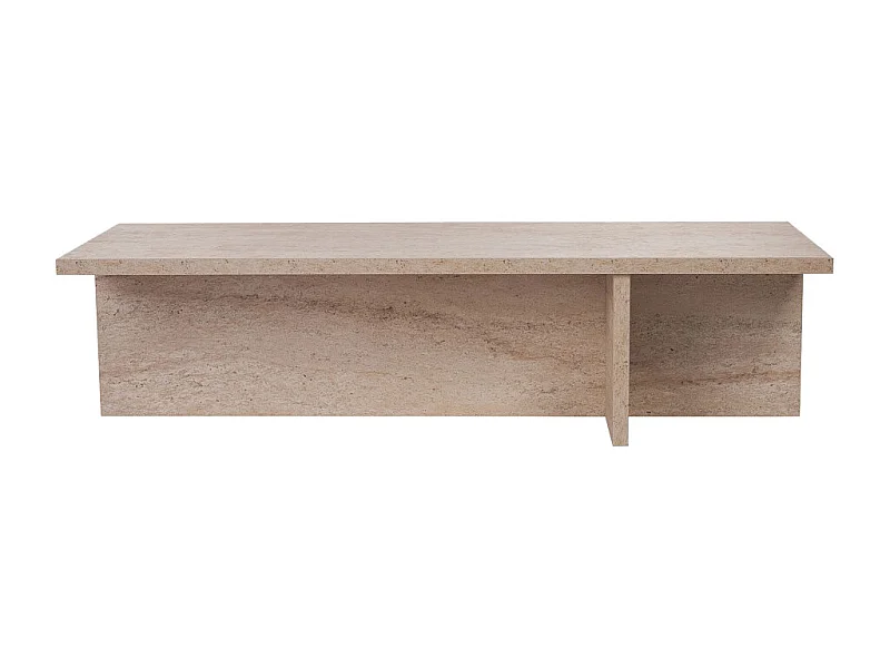 Vika - Table basse effet travertin 120x45cm - Beige