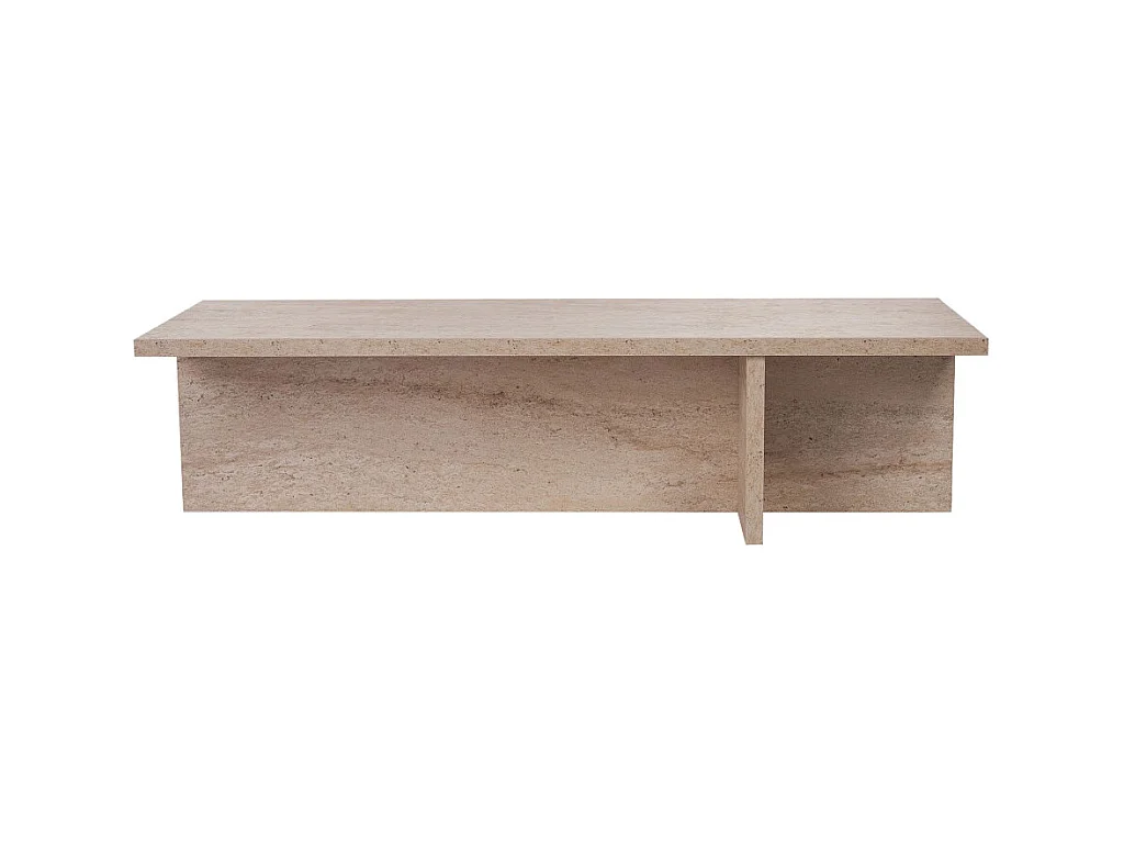 Vika - Table basse effet travertin 120x45cm - Beige