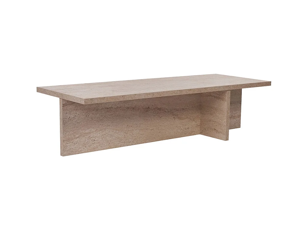 Vika - Table basse effet travertin 120x45cm - Beige