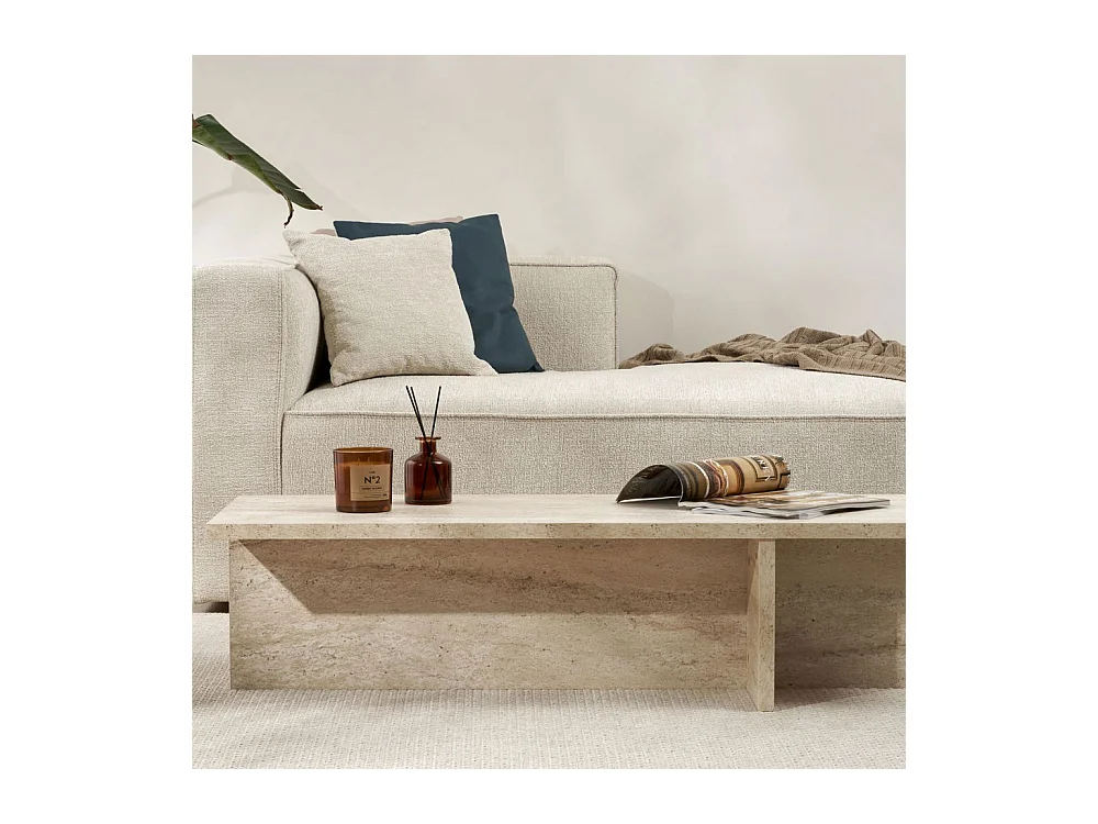 Vika - Table basse effet travertin 120x45cm - Beige