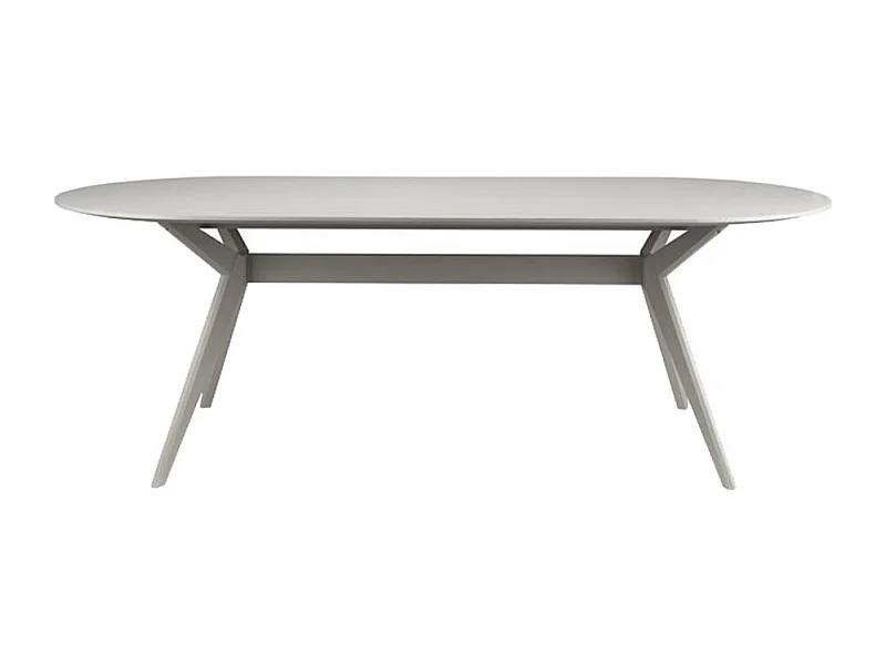 Zeme - Table à manger 6 personnes ovale en bois - Grège