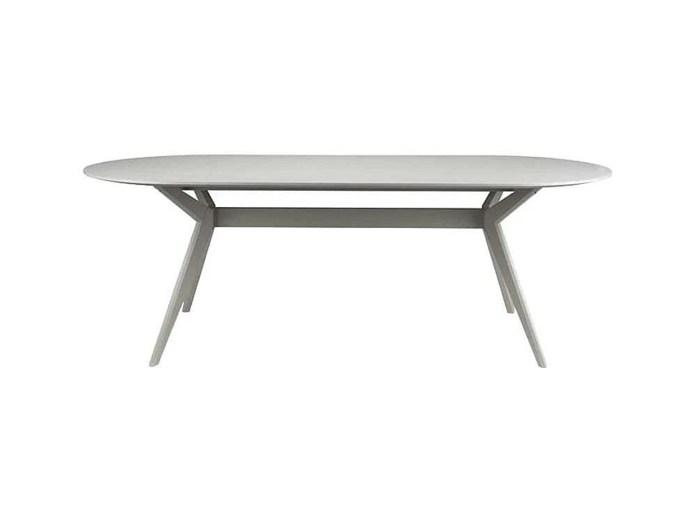 Zeme - Table à manger 6 personnes ovale en bois - Grège