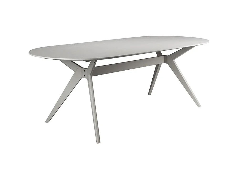 Zeme - Table à manger 6 personnes ovale en bois - Grège