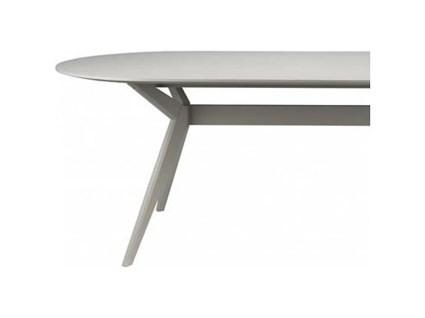 Zeme - Table à manger 6 personnes ovale en bois - Grège