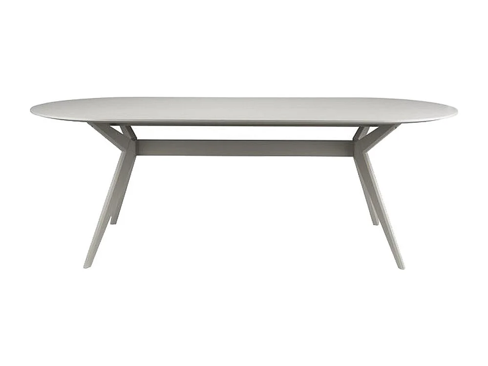 Zeme - Table à manger 6 personnes ovale en bois - Grège