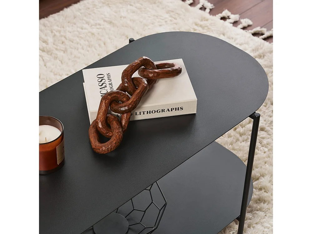 Rilo - Table basse ovale en métal 100x51cm - Noir