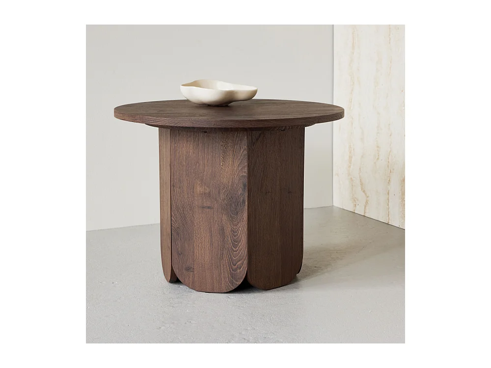 Tekla - Table basse ronde en bois ø60cm - Bois foncé