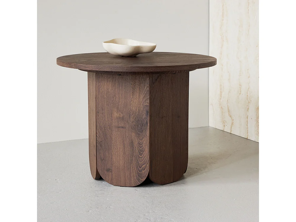 Tekla - Table basse ronde en bois ø60cm - Bois foncé