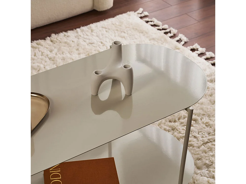Rilo - Table basse ovale en métal 100x51cm - Taupe