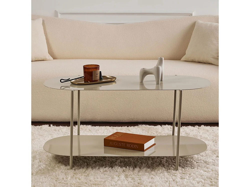 Rilo - Table basse ovale en métal 100x51cm - Taupe