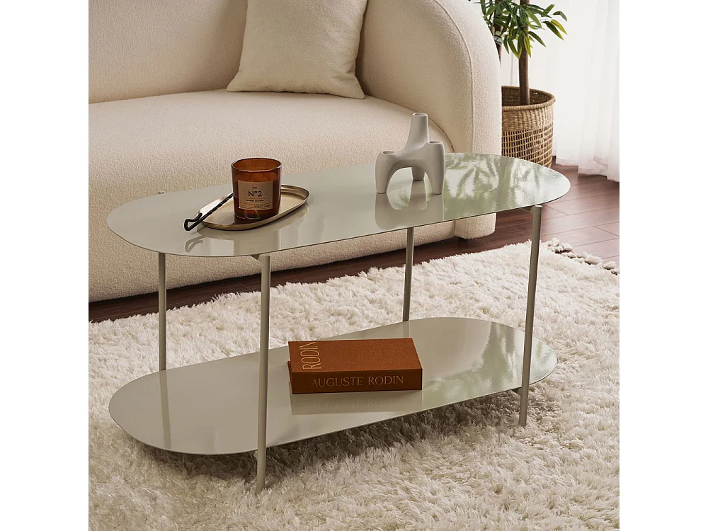 Rilo - Table basse ovale en métal 100x51cm - Taupe