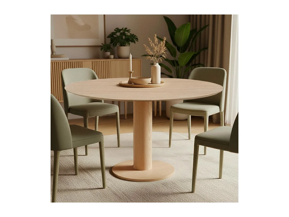 Lisa - Table à manger 4 personnes ronde en bois ø120cm - Bois clair