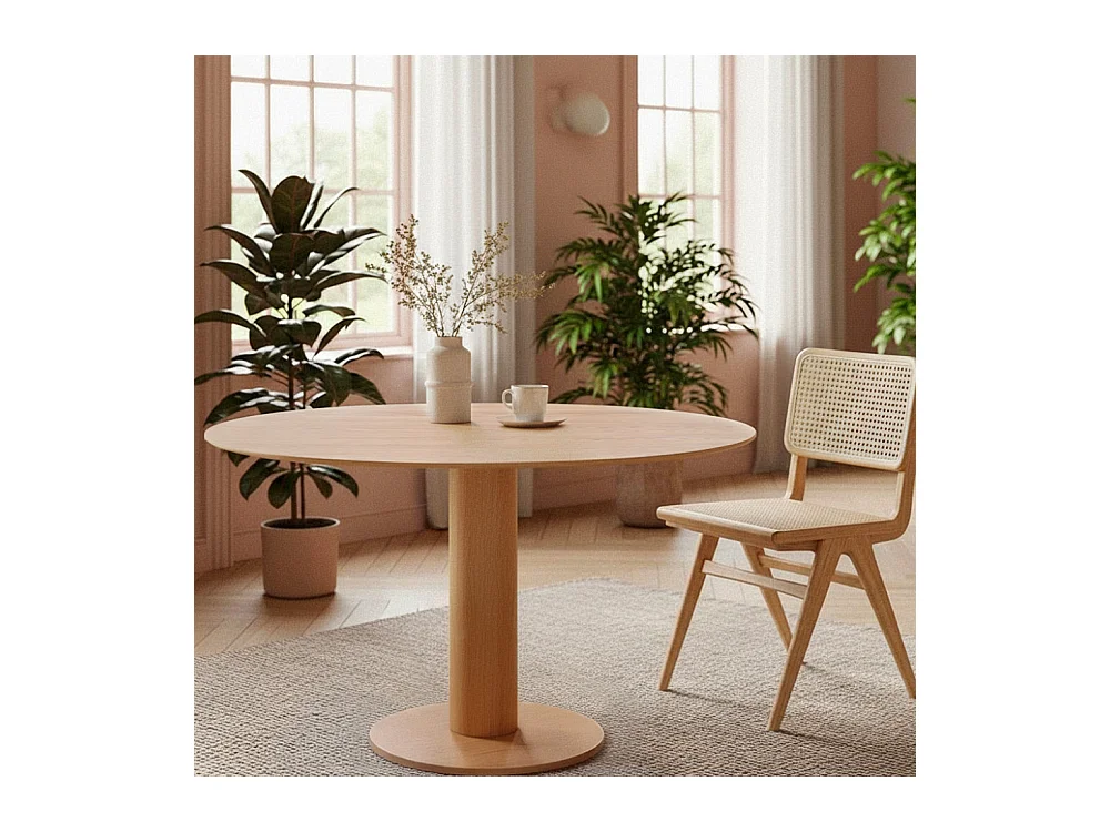 Lisa - Table à manger 4 personnes ronde en bois ø120cm - Bois clair