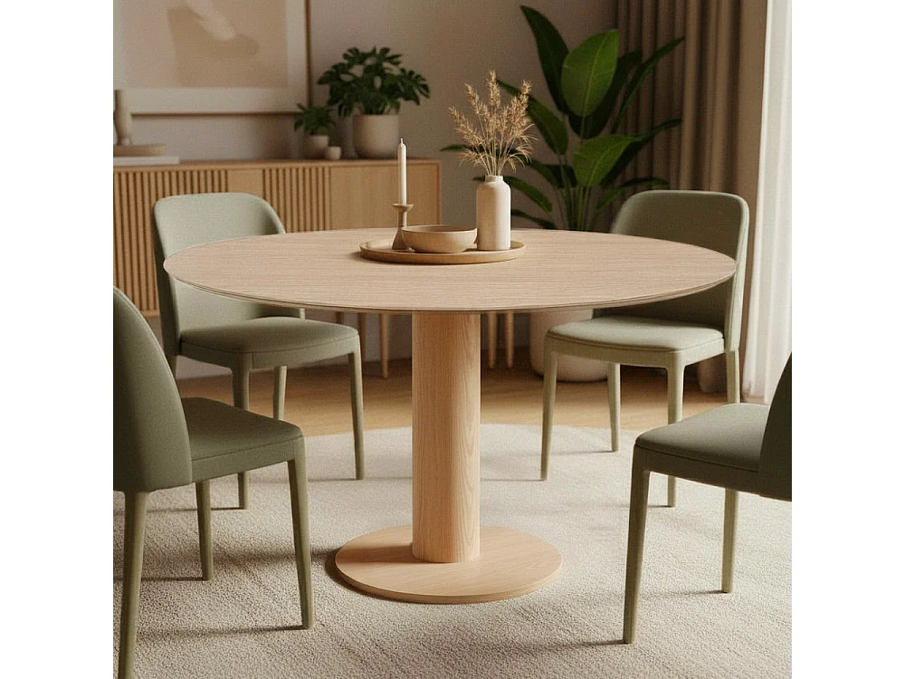 Lisa - Table à manger 4 personnes ronde en bois ø120cm - Bois clair