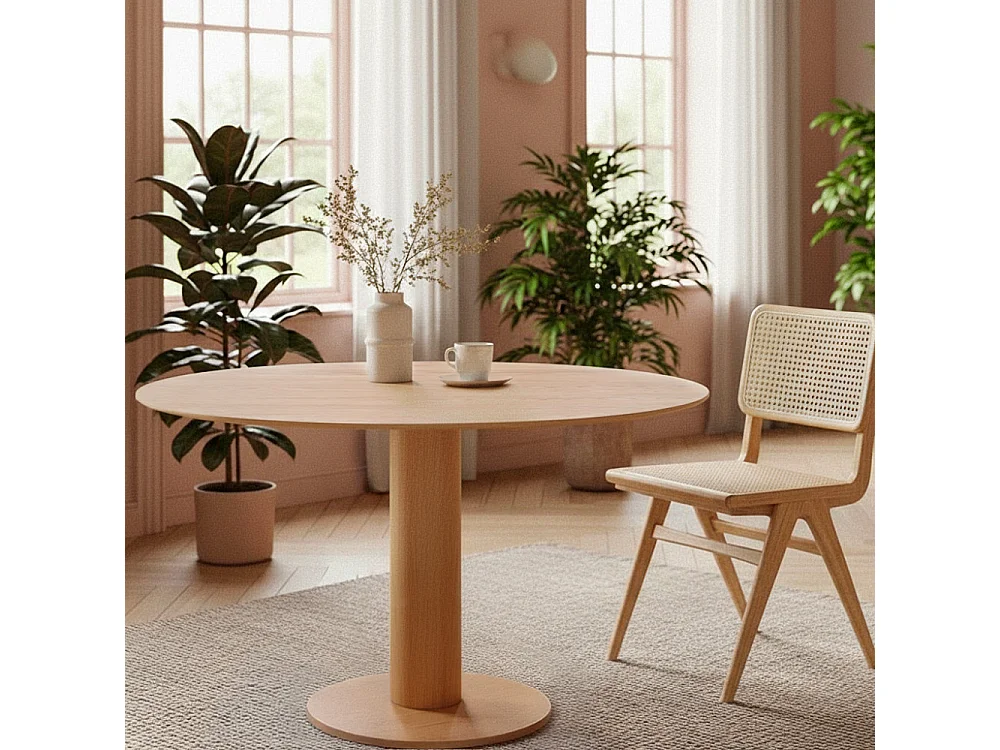 Lisa - Table à manger 4 personnes ronde en bois ø120cm - Bois clair