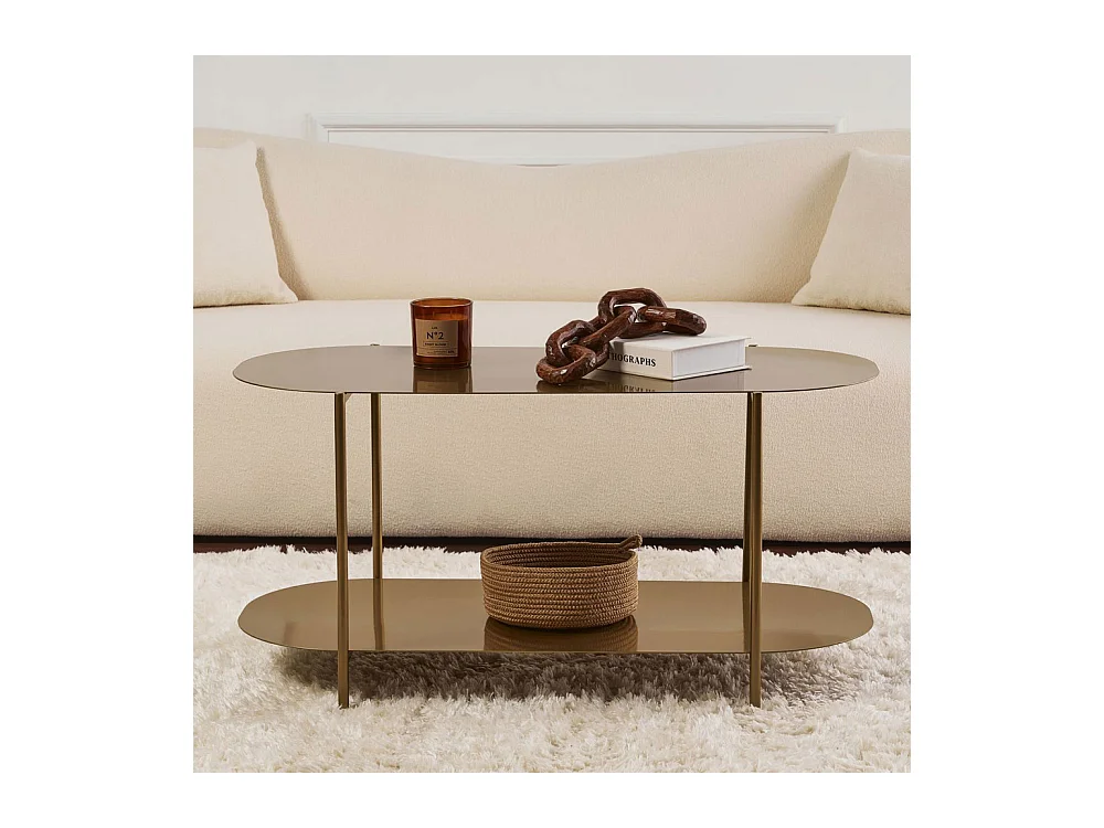 Rilo - Table basse ovale en métal 100x51cm - Laiton