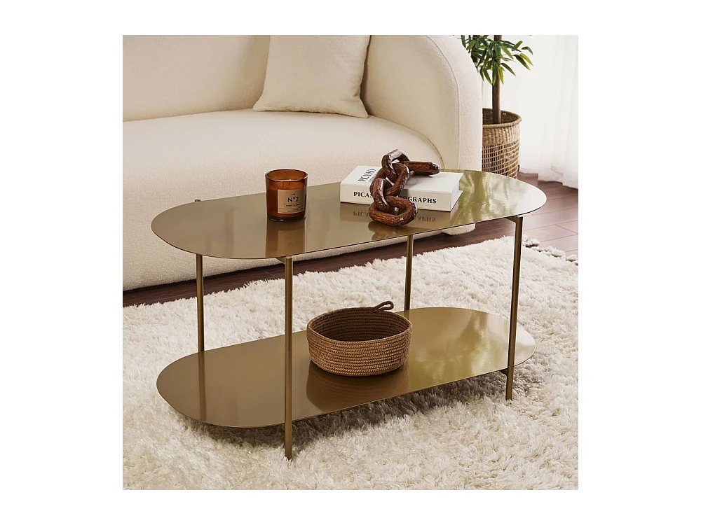 Rilo - Table basse ovale en métal 100x51cm - Laiton