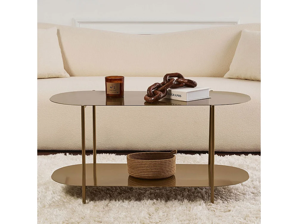 Rilo - Table basse ovale en métal 100x51cm - Laiton