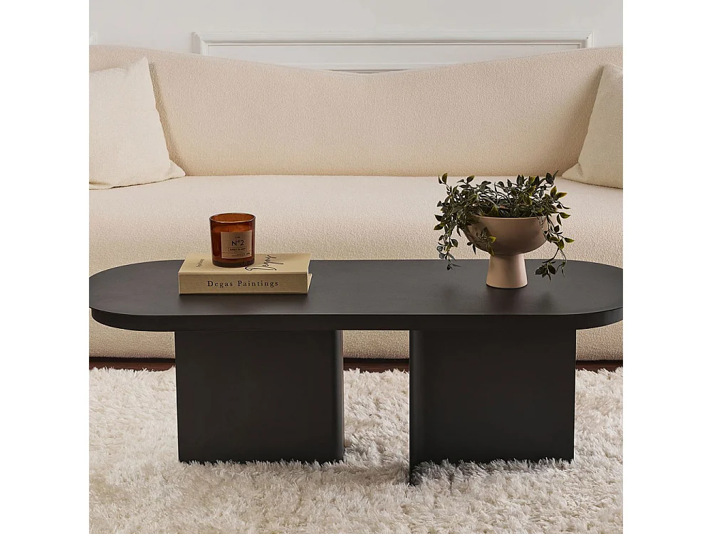 Toko - Table basse ovale en métal 120x44cm - Noir