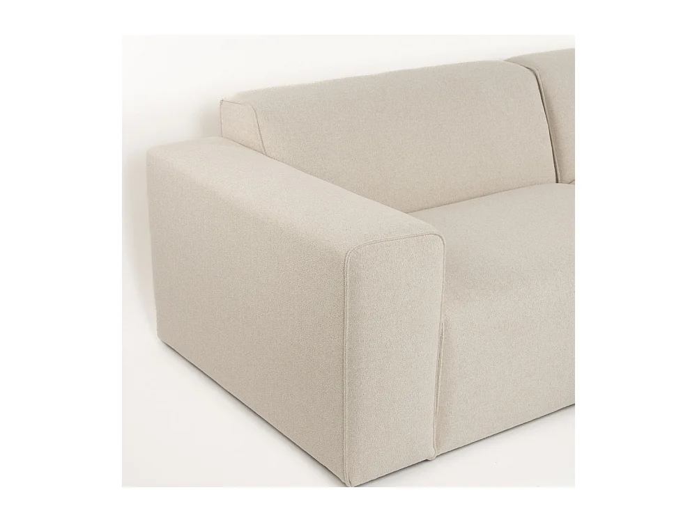 Milka - Canapé d'angle droit 4 places en tissu - Beige