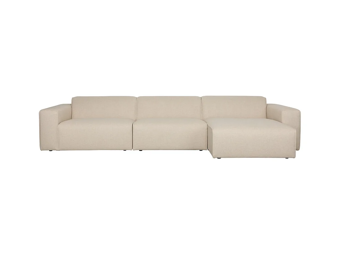 Milka - Canapé d'angle droit 4 places en tissu - Beige
