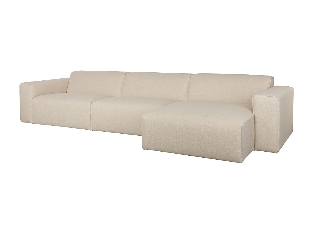 Milka - Canapé d'angle droit 4 places en tissu - Beige