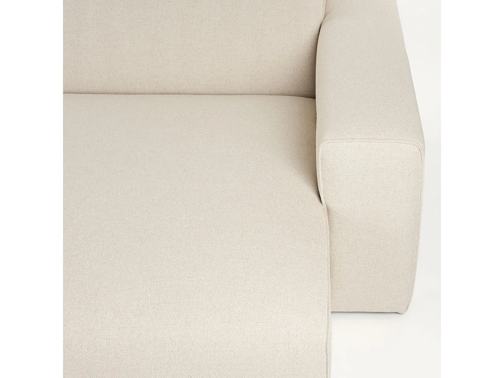 Milka - Canapé d'angle droit 4 places en tissu - Beige