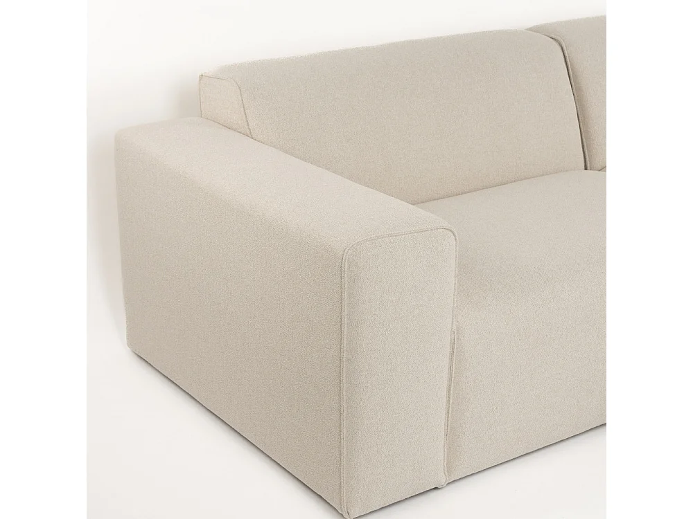 Milka - Canapé d'angle droit 4 places en tissu - Beige