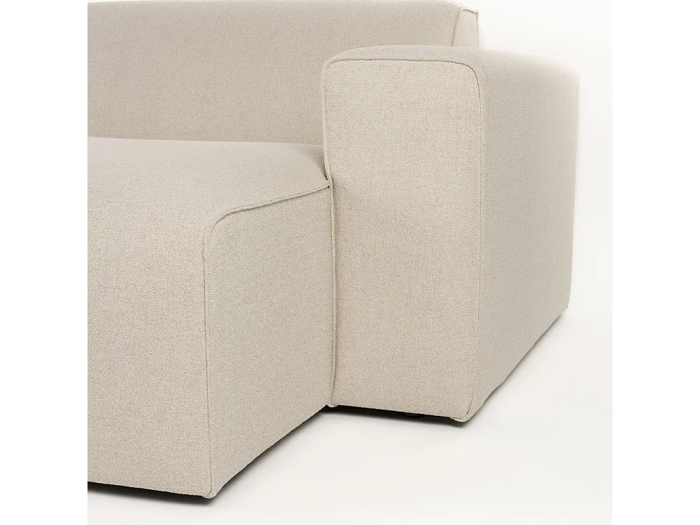 Milka - Canapé d'angle droit 4 places en tissu - Beige