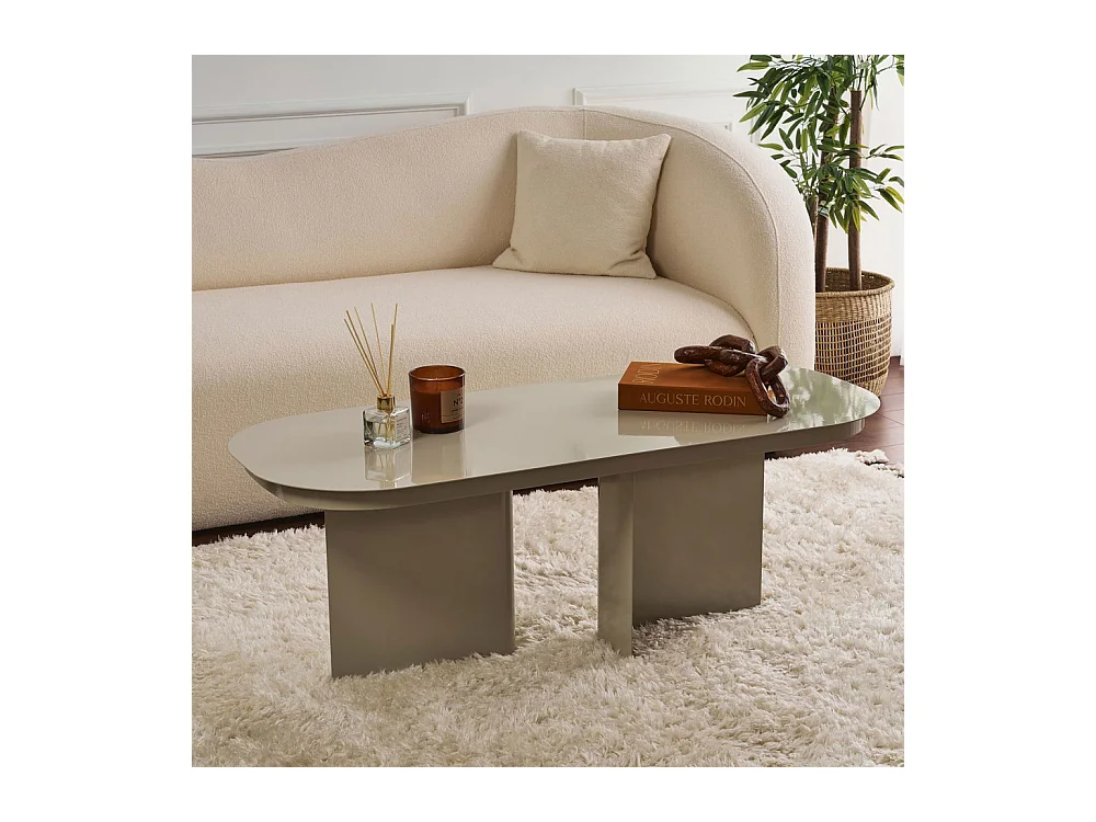 Toko - Table basse ovale en métal 120x44cm - Taupe