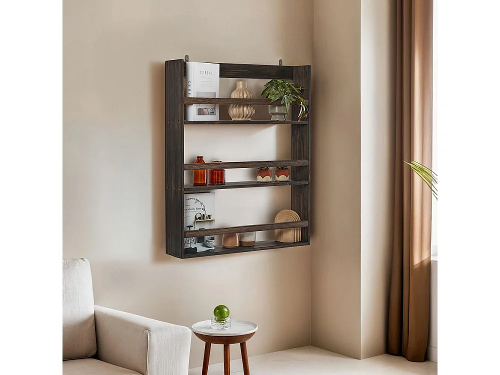 Aki - Étagère murale en bois L73cm - Noir