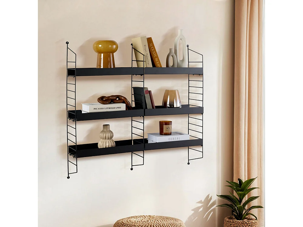 Oxa - Étagère murale en métal L98cm - Noir