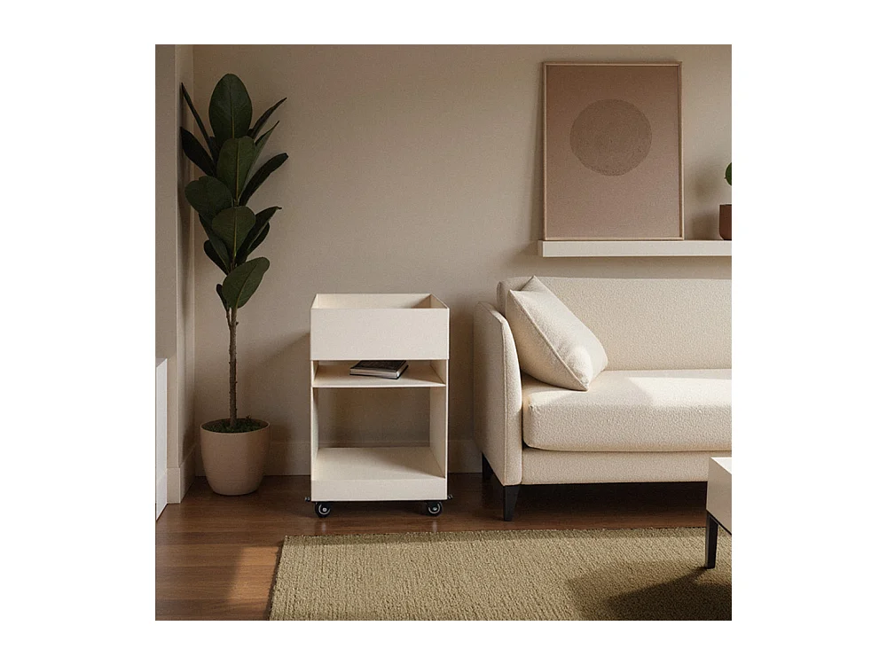 Plum - Caisson à roulettes en métal H62,5cm - Beige