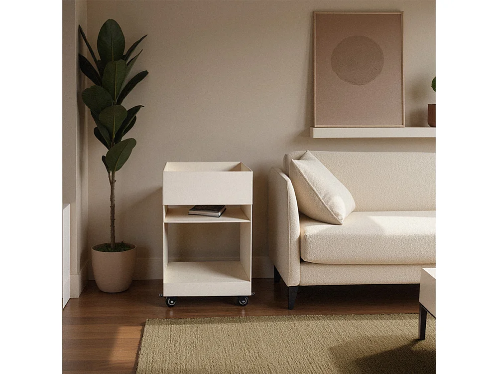 Plum - Caisson à roulettes en métal H62,5cm - Beige