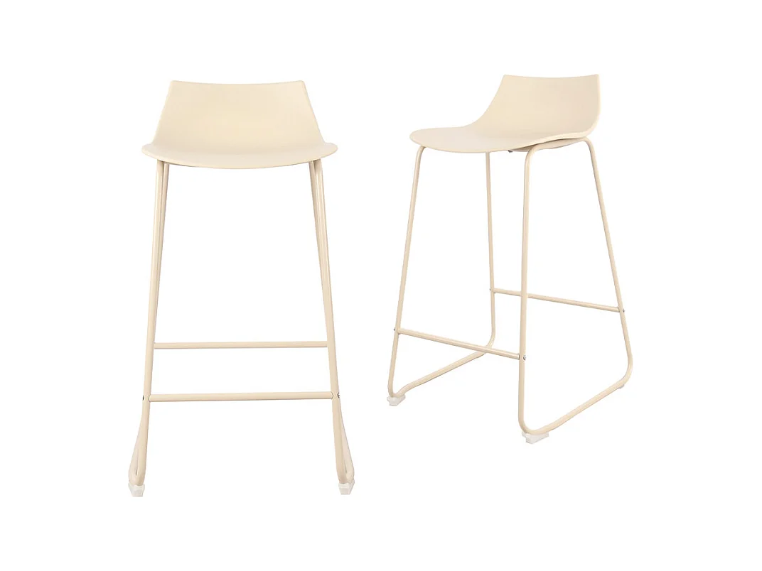 Lamer - Lot de 4 chaises de bar en plastique et métal H66cm - Beige