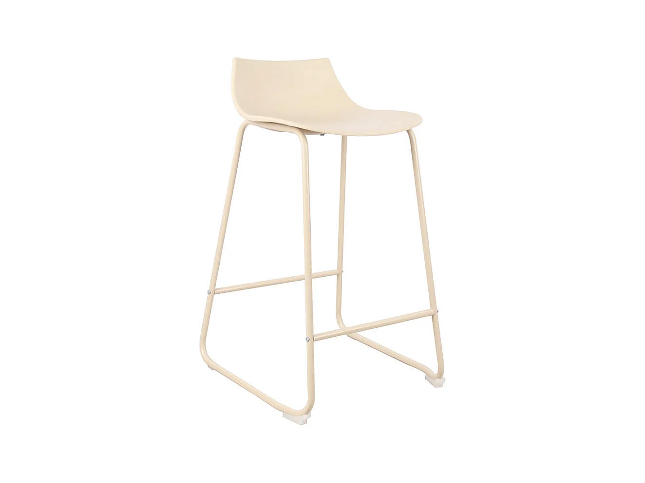 Lamer - Lot de 4 chaises de bar en plastique et métal H66cm - Beige
