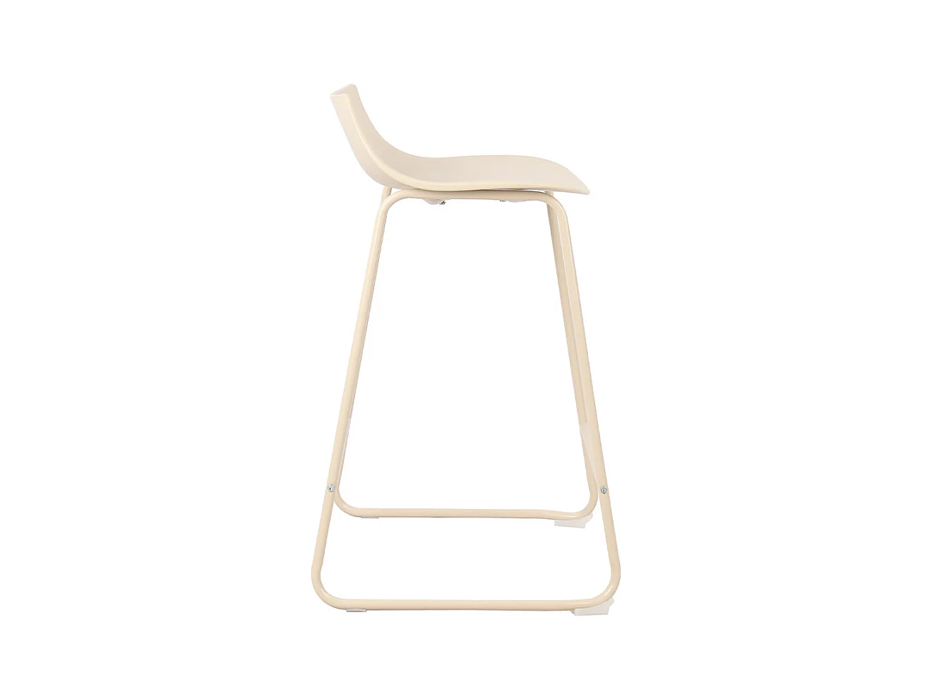 Lamer - Lot de 4 chaises de bar en plastique et métal H66cm - Beige