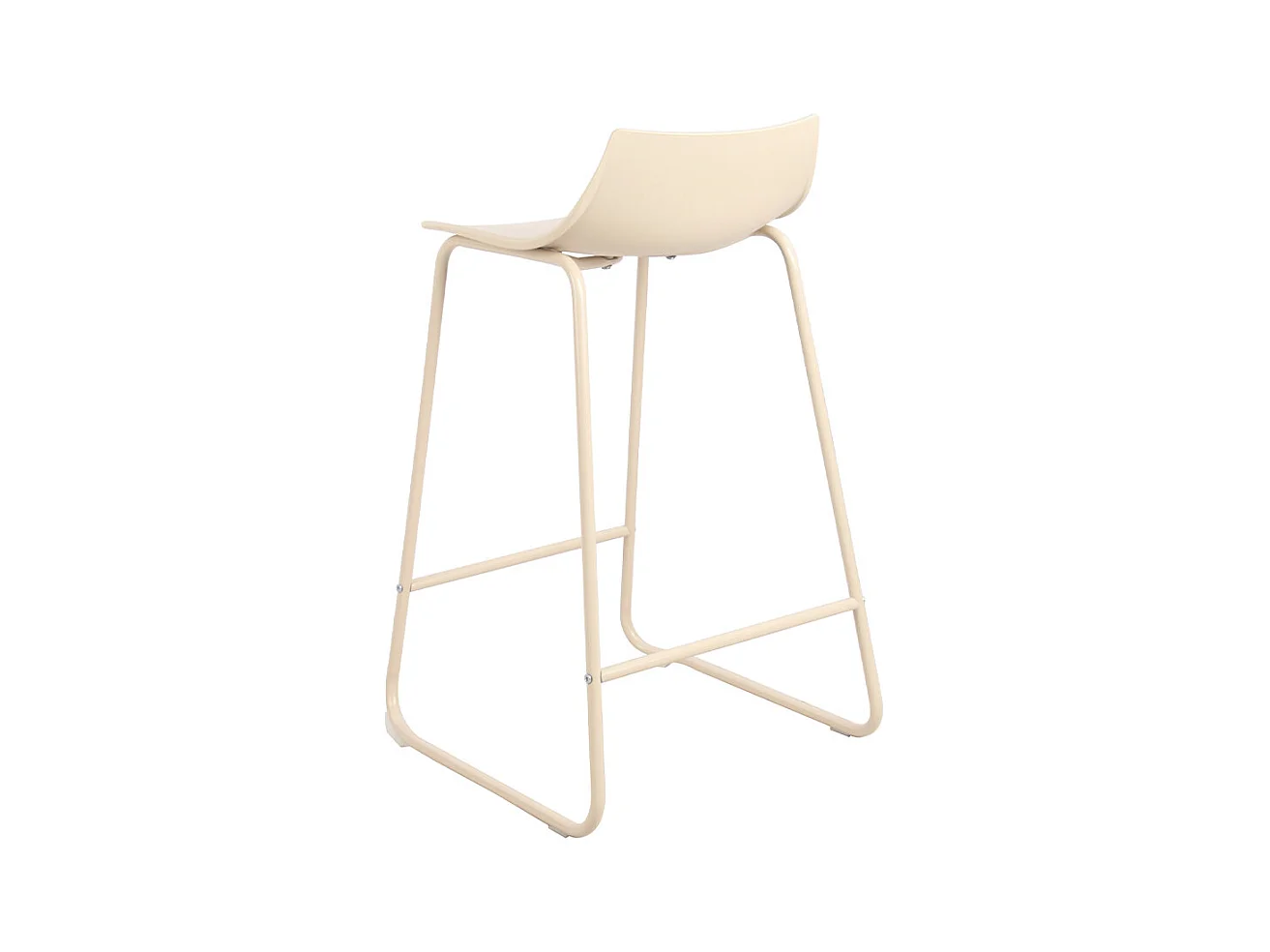 Lamer - Lot de 4 chaises de bar en plastique et métal H66cm - Beige