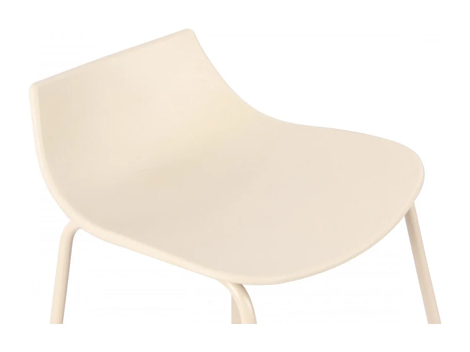 Lamer - Lot de 4 chaises de bar en plastique et métal H66cm - Beige